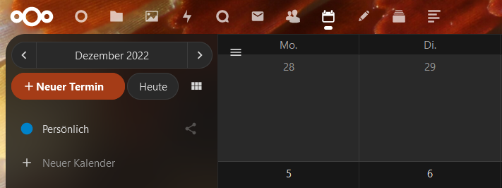 Nextcloud Kalender Icon in Menüleiste