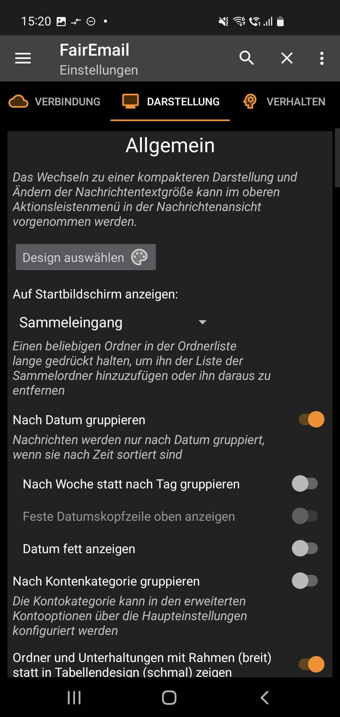 FairEmail Darstellung Einstellungen 1