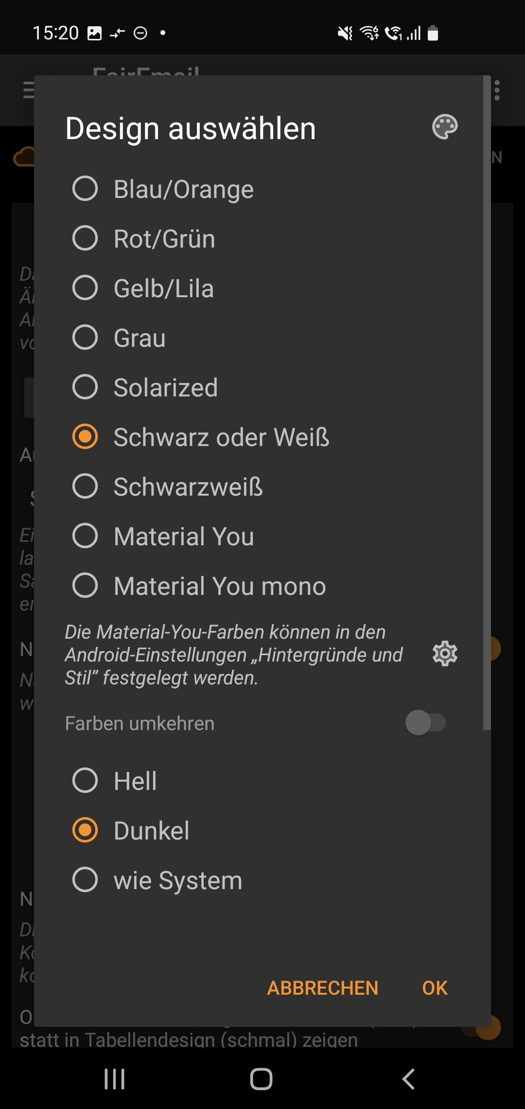 FairEmail Darstellung Einstellungen 2