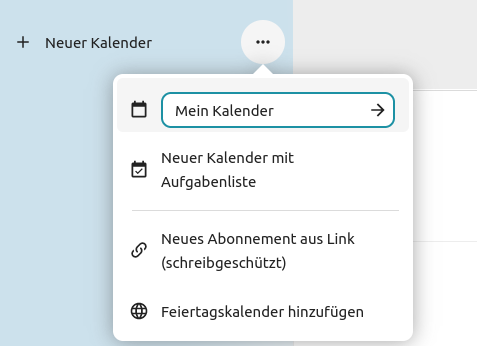Neuer Kalender erstellen
