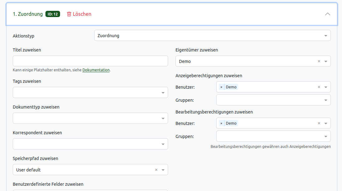 Paperless-ngx workflow action