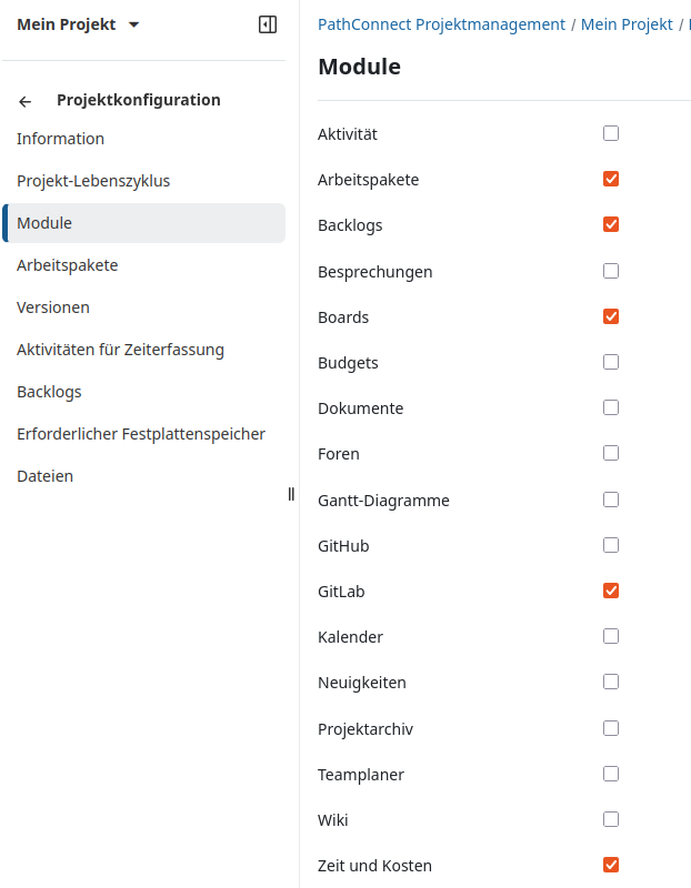 Module konfigurieren