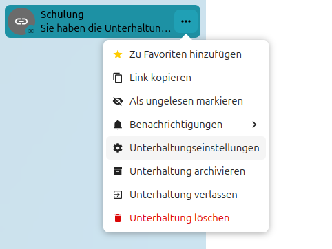 Talk-Raum Unterhaltungseinstellungen