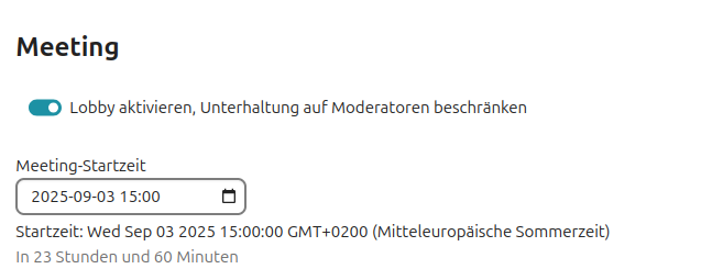 Talk-Raum Lobby aktivieren